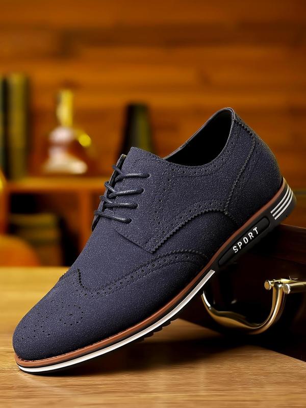 Men's Business Patchwork Lace Up Dress Shoes, PU Leather Formal Shoes For Work Office, Men's Dress Shoes For All Seasons