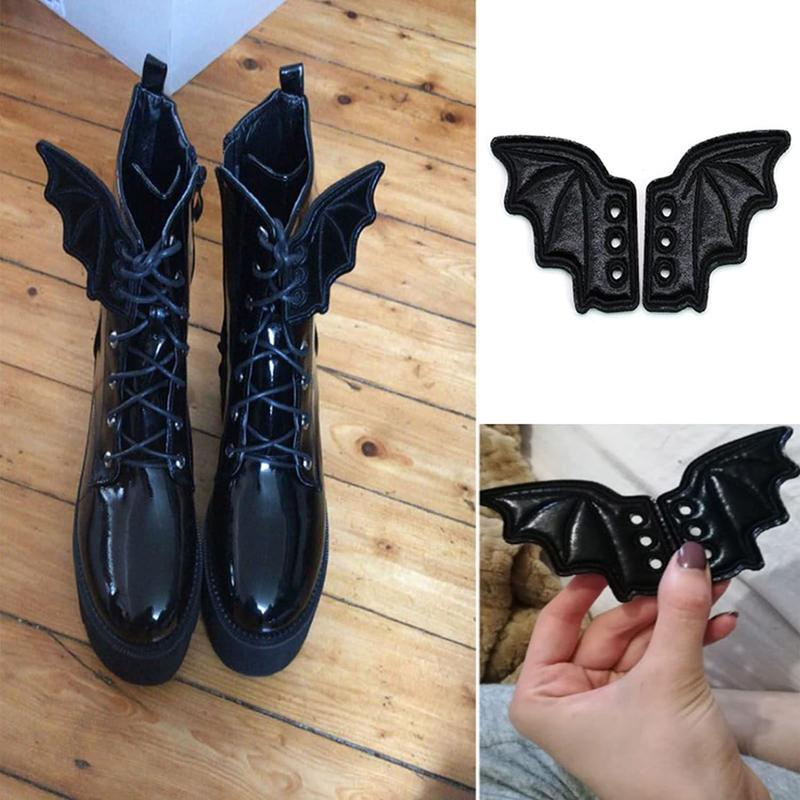 Halloween Black Bat Shoe Wings  Bats Wings for Boots Skates Sneakers Canvas Roller Shoes PU Shoe DIY Decorations