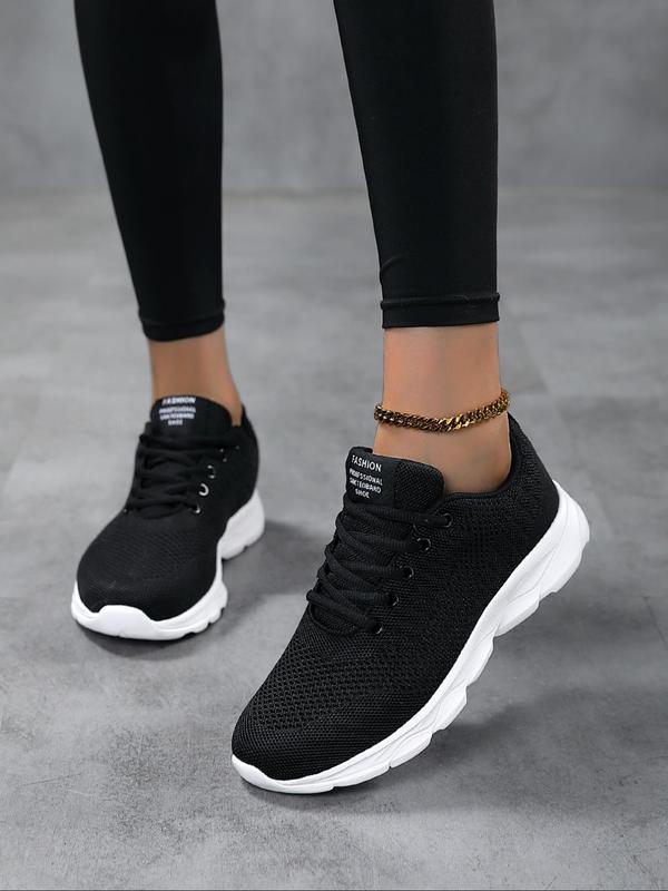 Women's Fashionable Breathable Mesh Sneakers, Casual Comfortable Letter Patched Design Sports Running Shoes, All-match Basic Shoes for Daily Wear