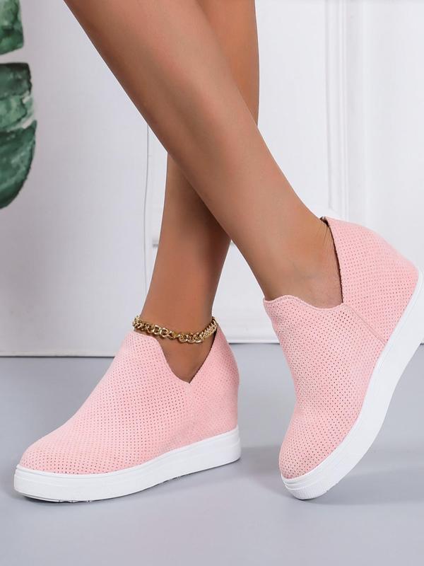 Minimalist Solid Slip on Wedge Cute Designer Sneakers, Slipon Walking Shoes, Casual Comfy Round Toe Wedge Shoes for Women for Daily Wear, Breathable Shoes for Women & Girls,  Fall Shoes 2024