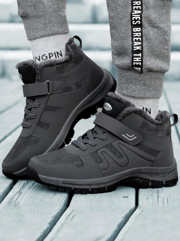 Men's Sporty Velcro Snow Boots, Casual Comfortable Warm Thick Sole Snow Boots for Winter, Fashionable Outdoor Sports Boots for Men