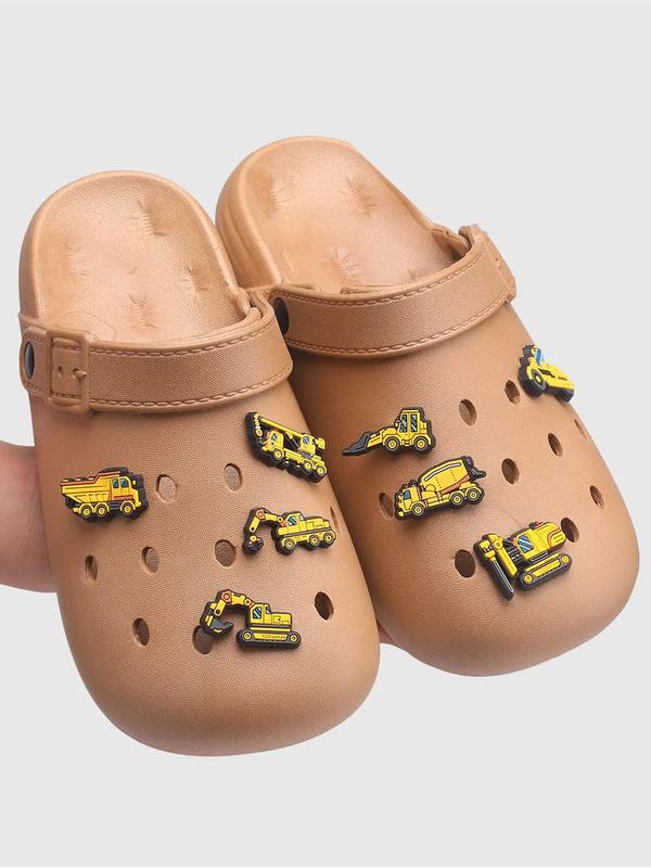 12pcs set Creative Cartoon Dump Truck Shoe Charm Buckle, Fashion Shoes Decoration Accessories, DIY Decorative Buckle for Clogs