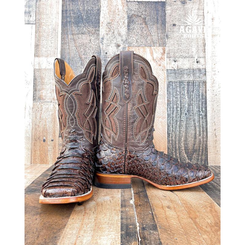 BROWN PYTHON | MEN SQUARE TOE WESTERN COWBOY BOOTS