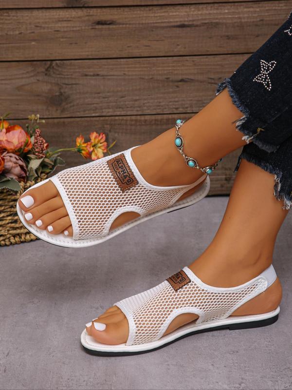 Women's Fashionable Hollow Out Slip on Sandals, Casual Comfortable Flat Sandals, Summer Beach Shoes, Lightweight Breathable Slingback Shoes for Daily Wear