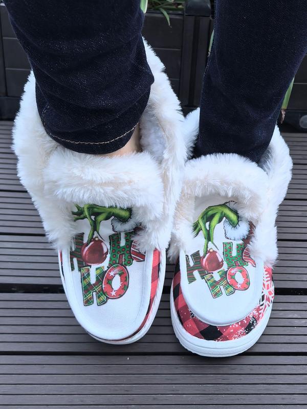 Women's Cute Cartoon Print Plush Shoes, Casual Soft Comfortable Home Slippers, Warm Slippers for Indoor & Outdoor Use for Fall & Winter