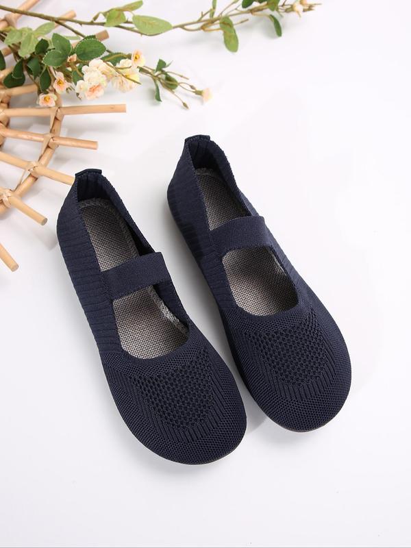 Women's Mesh Breathable Lightweight Slip on Flats, Casual Comfortable Round Toe Flat Shoes, All-match Commuter Shoes for Work & Daily Wear