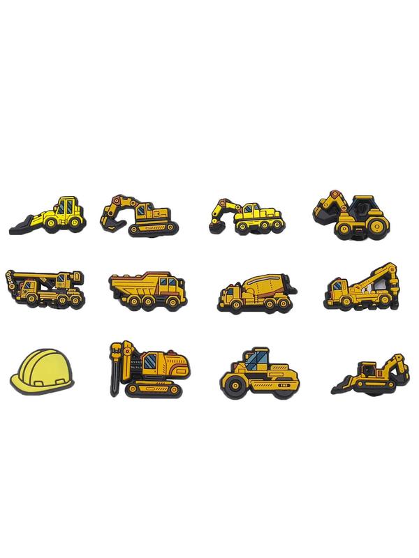 12pcs set Creative Cartoon Dump Truck Shoe Charm Buckle, Fashion Shoes Decoration Accessories, DIY Decorative Buckle for Clogs