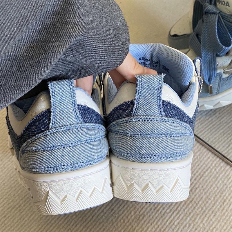 Little Devil Denim Blue Bread Shoes Women's Spring New Fashion Sports Puff Board Shoes Women's Platform