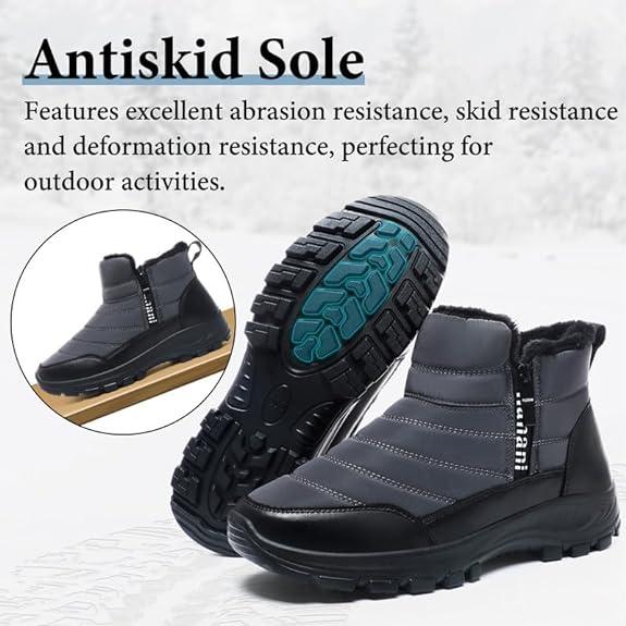 Winter Men Snow Boots Fur Lined Warm Ankle Boots Zipper Closure Boots