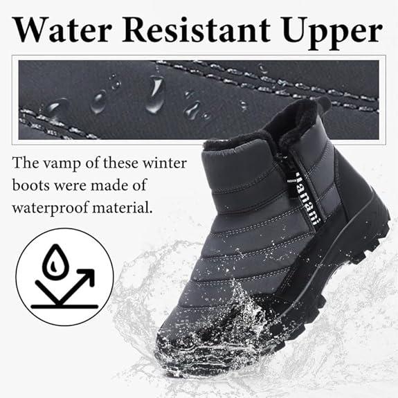 Winter Men Snow Boots Fur Lined Warm Ankle Boots Zipper Closure Boots