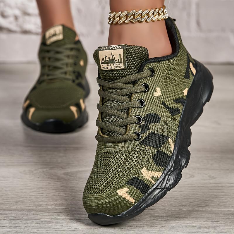 Camouflage Sneakers For Women With Breathable Mesh, Soft Soles, Lightweight And Casual Women's Shoes