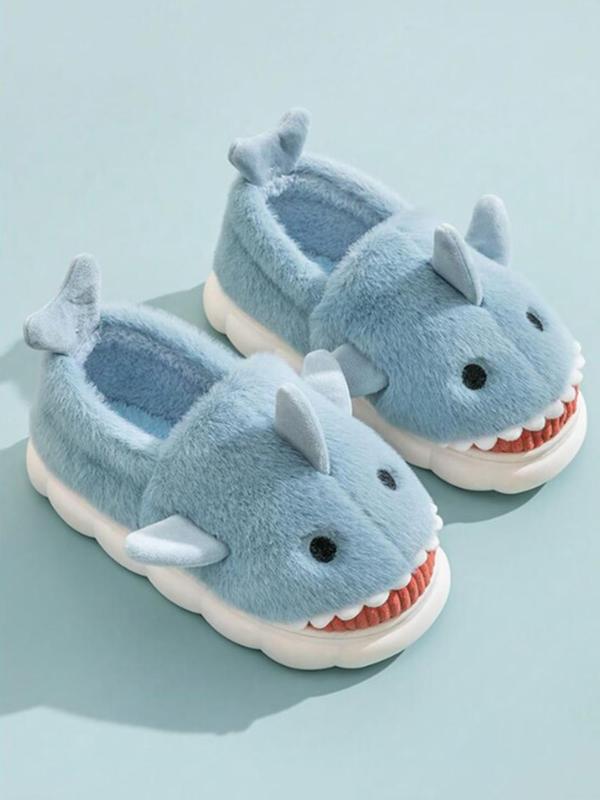 Cute Shark Design Plush Slippers, Casual Soft Comfortable Home Slippers, Warm Slippers for Indoor & Outdoor Use for Women & Girls