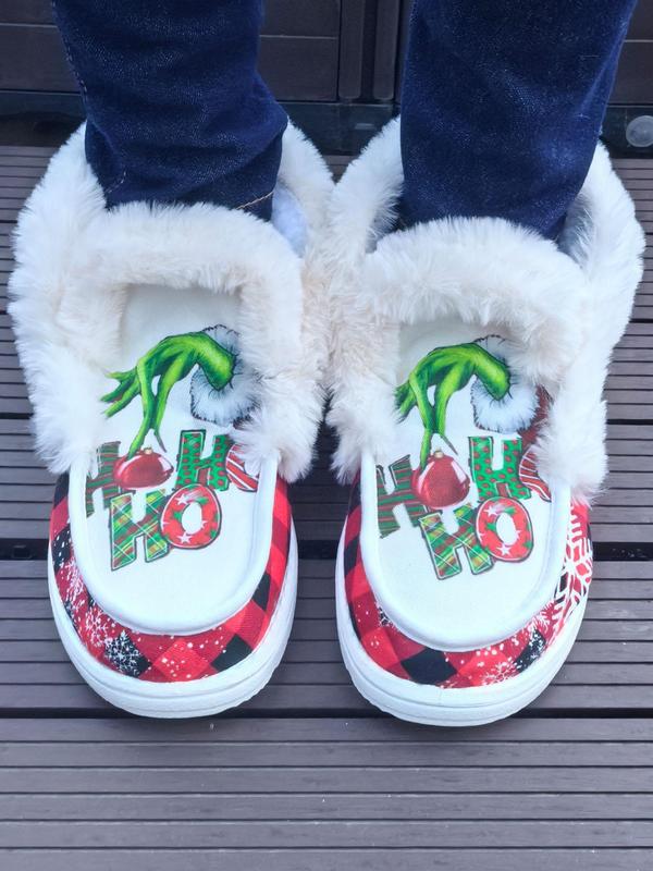 Women's Cute Cartoon Print Plush Shoes, Casual Soft Comfortable Home Slippers, Warm Slippers for Indoor & Outdoor Use for Fall & Winter