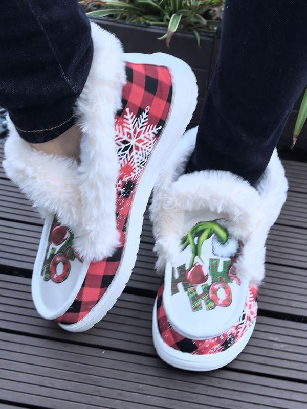 Women's Cute Cartoon Print Plush Shoes, Casual Soft Comfortable Home Slippers, Warm Slippers for Indoor & Outdoor Use for Fall & Winter