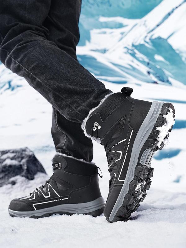 Men's Colorblock Patchwork Lace Up Ankle Boots, Casual Outdoor Waterproof Non-slip Snow Boots, Fashionable Boots for Men