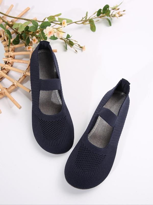 Women's Mesh Breathable Lightweight Slip on Flats, Casual Comfortable Round Toe Flat Shoes, All-match Commuter Shoes for Work & Daily Wear