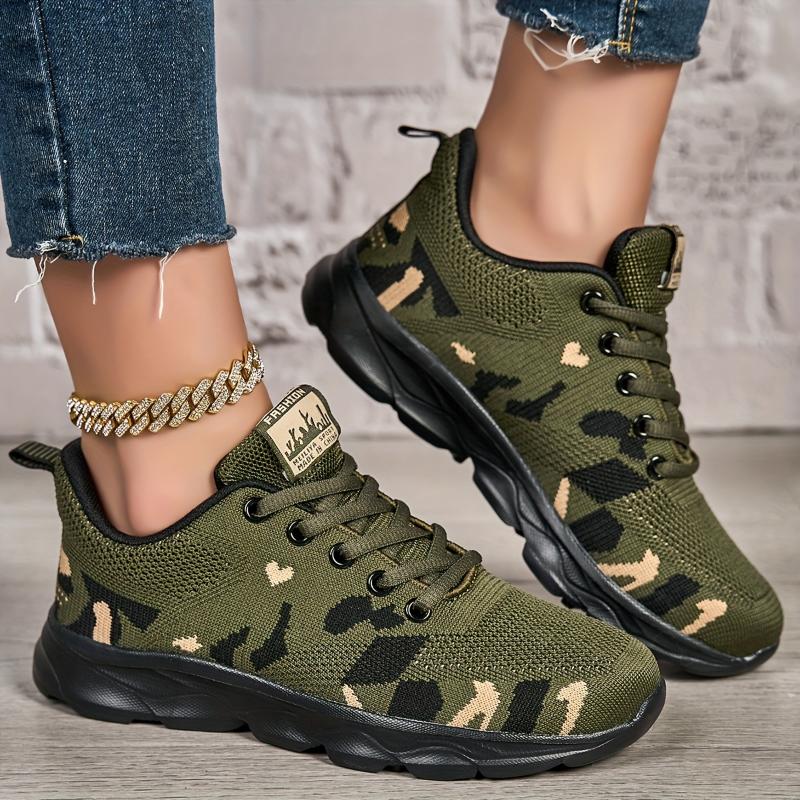 Camouflage Sneakers For Women With Breathable Mesh, Soft Soles, Lightweight And Casual Women's Shoes