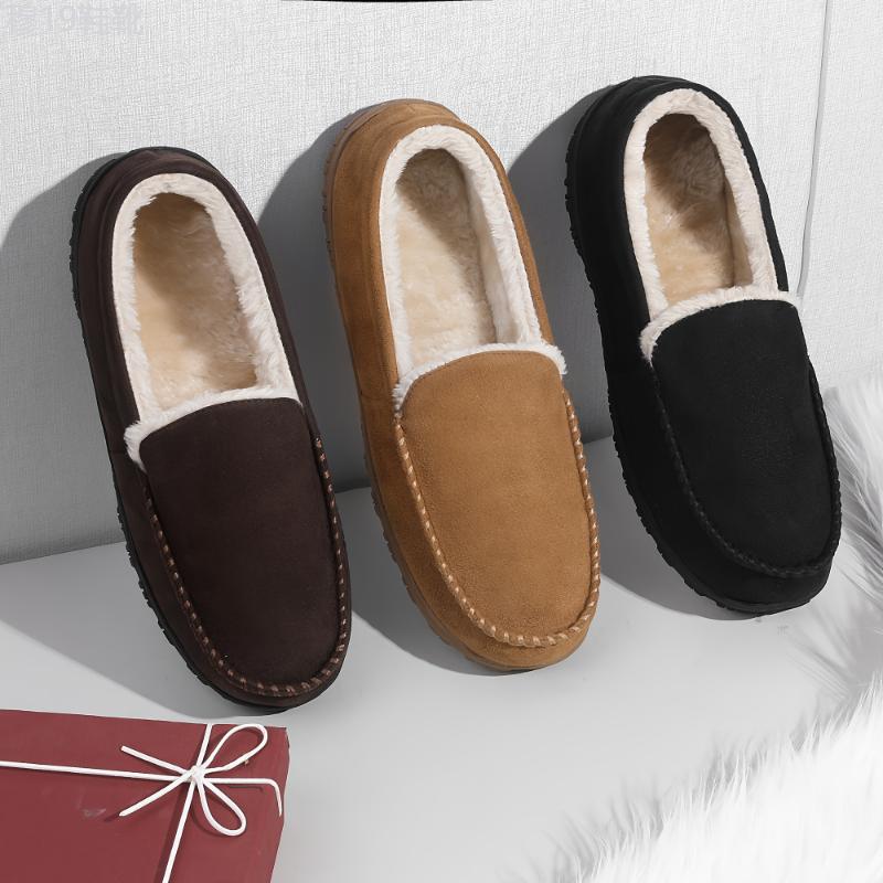 Moccasins Slippers for Men Soft Memory Foam Bedroom House Shoes Fleece Warm Non-Slip Indoor Outdoor Slippers Boy Footwear