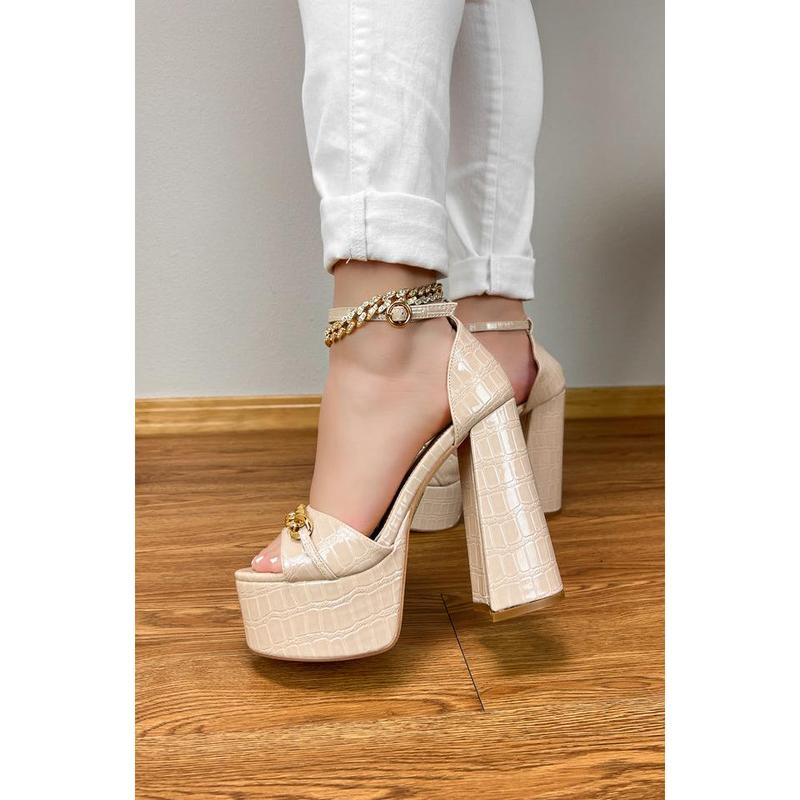 Rebecca - Ankle Strap Platform Block High Heels