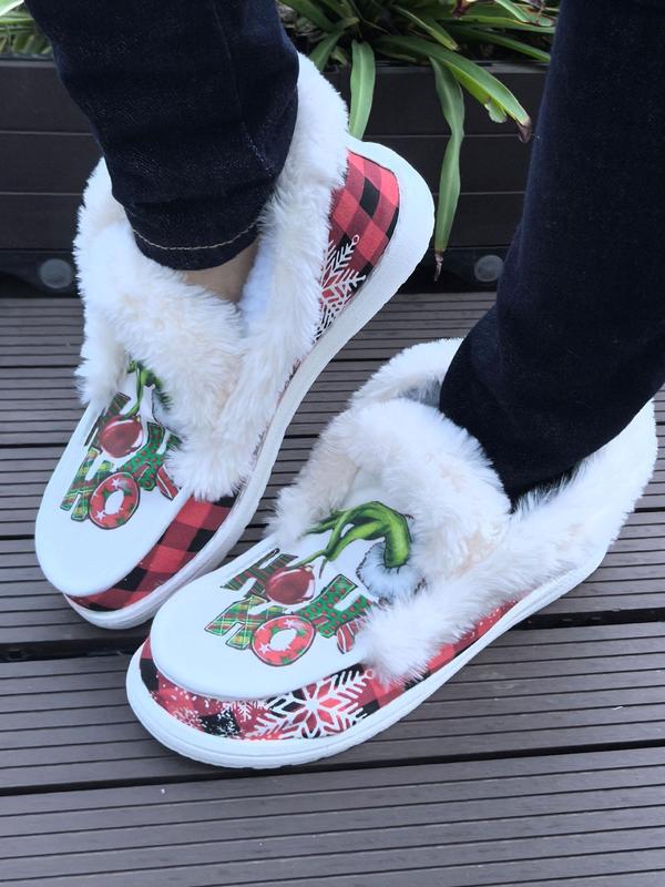 Women's Cute Cartoon Print Plush Shoes, Casual Soft Comfortable Home Slippers, Warm Slippers for Indoor & Outdoor Use for Fall & Winter