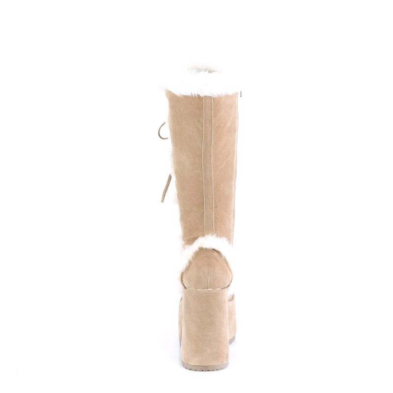 Demonia Camel-311 Camel Vegan Suede Knee-high Boots