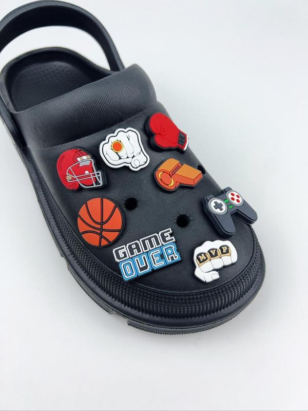 Cute Basketball & Boxing Gloves & Gamepad Design Clogs Charms, Fashionable Shoes Decorations for Women & Men, Trendy All-match & Exquisite Shoes Decorations for Birthday Gift