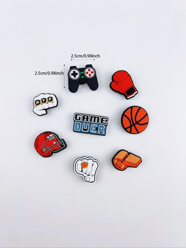 Cute Basketball & Boxing Gloves & Gamepad Design Clogs Charms, Fashionable Shoes Decorations for Women & Men, Trendy All-match & Exquisite Shoes Decorations for Birthday Gift