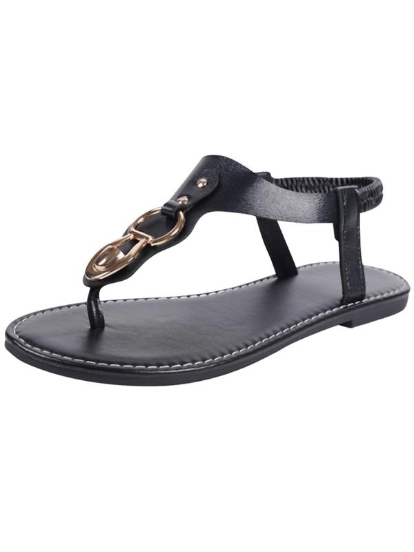 Women's Fashionable Chain Decorated Toe Thong Sandals, Casual Comfortable Flat Sandals for Summer, Lightweight Breathable Shoes for Daily Wear