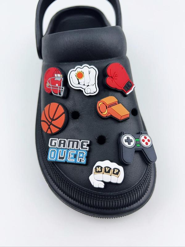 Cute Basketball & Boxing Gloves & Gamepad Design Clogs Charms, Fashionable Shoes Decorations for Women & Men, Trendy All-match & Exquisite Shoes Decorations for Birthday Gift