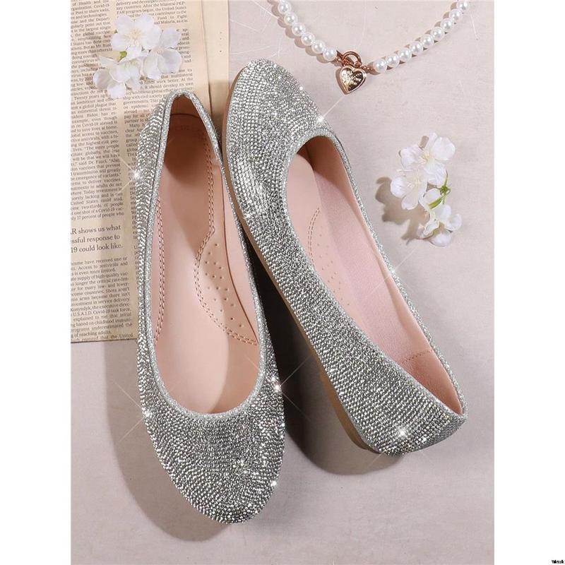 Perfect for glamor or special occasions. Ideal for everyday comfort, luxury and style, BlingTiktok Rhinestone Ballet Flats - Comfortable