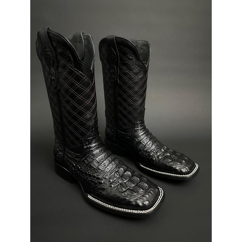 Black Caiman Western Men Cowboy Boots