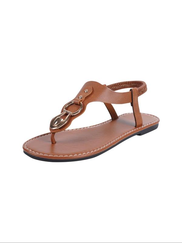 Women's Fashionable Chain Decorated Toe Thong Sandals, Casual Comfortable Flat Sandals for Summer, Lightweight Breathable Shoes for Daily Wear