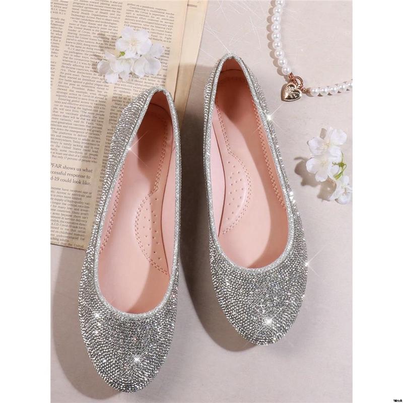 Perfect for glamor or special occasions. Ideal for everyday comfort, luxury and style, BlingTiktok Rhinestone Ballet Flats - Comfortable