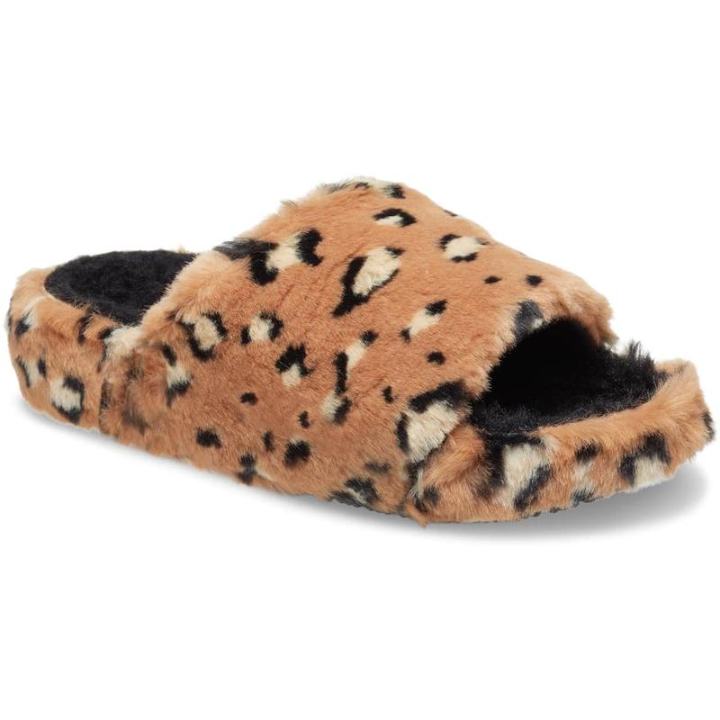 Crocs Unisex Adult Classic Leopard Fur Lined Slides, Fluffy Slippers