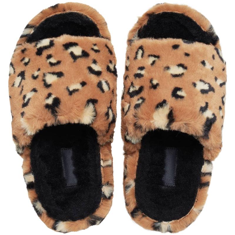 Crocs Unisex Adult Classic Leopard Fur Lined Slides, Fluffy Slippers