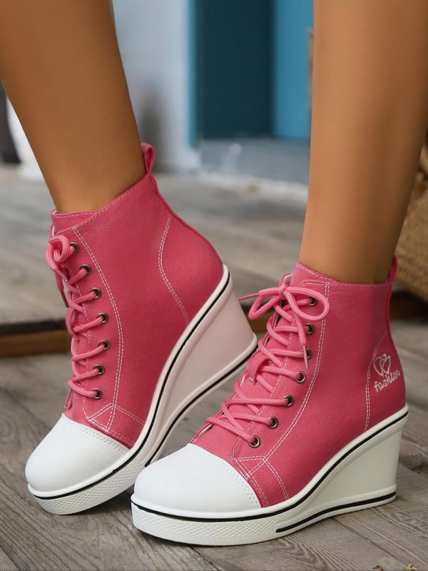 Women's Fashionable Lace Up Platform Casual Sneakers, 2024 New Style Casual Comfortable Round Toe Ankle Boots for Daily Wear, All-match Basic Shoes for Students and Outdoor