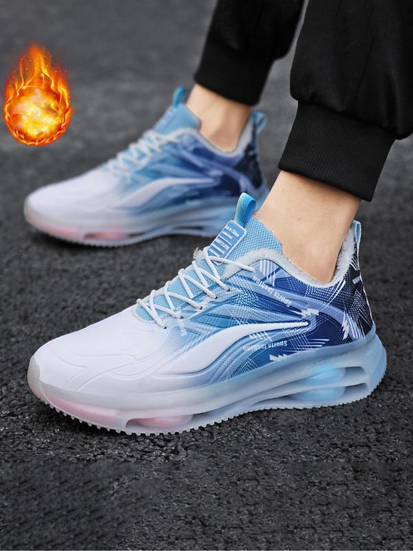 Unisex's Ombre Print Lace Up Walking Shoes, Casual Sporty Warm Shoes for Outdoor Activities, Comfortable Sports Shoes for Men & Women