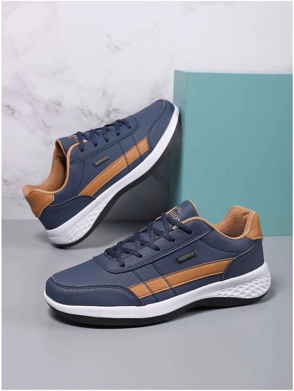 Men'S Classic Casual Sneakers - Low-Top Round Toe Lace-Up Shoes with Faux Upper, Fabric Lining, PVC Sole, and EVA Insole for All Seasons