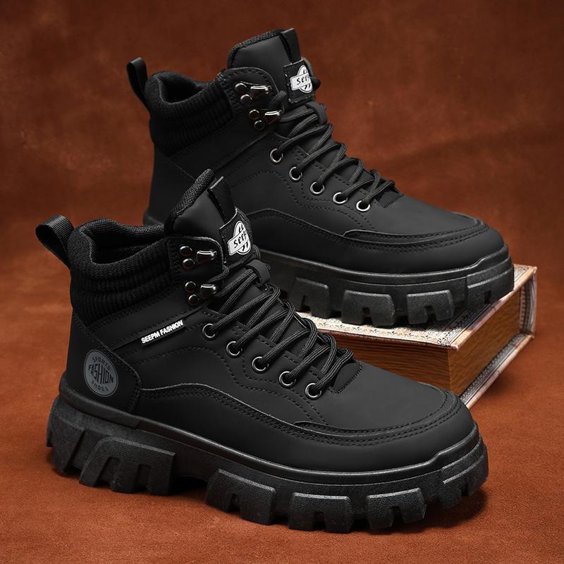 Men's shoes autumn new high-top platform boots anti-slip wear-resistant work shoes outdoor leisure shoes