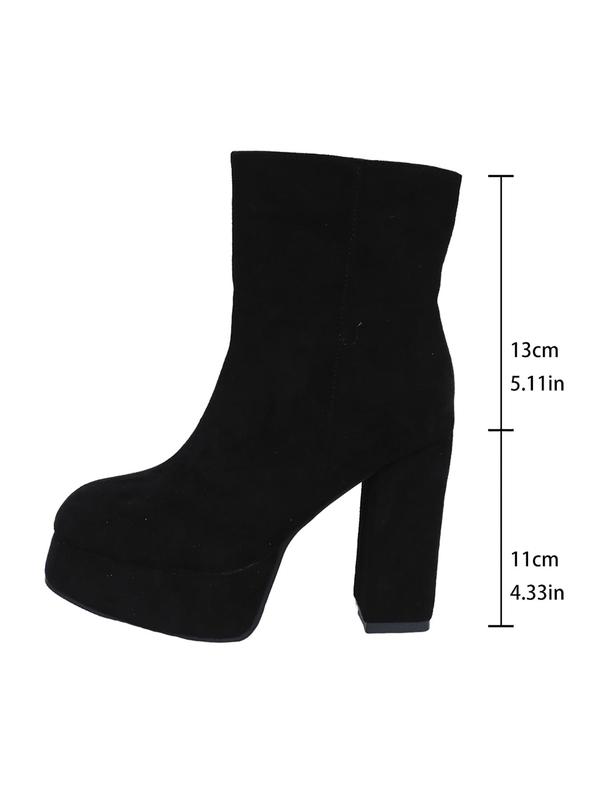 Women's Solid Color Zipper Design Boots, Fashionable Pointed Toe High Heel Boots for Latin Dance, Female Holiday Gift All-match Trend Shoes for Daily Wear