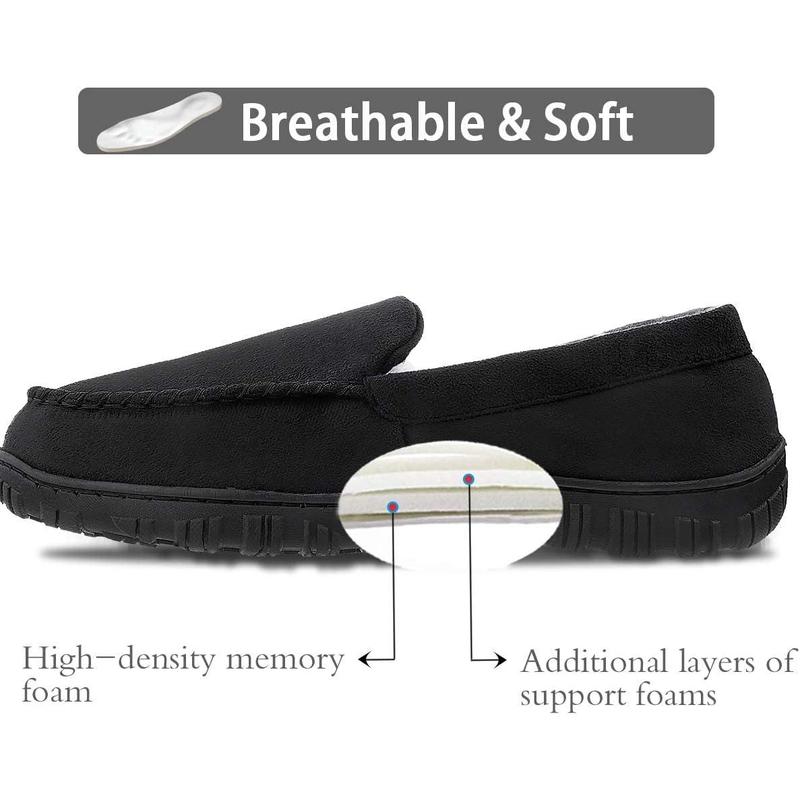 Mens Slippers microsuede Moccasin memory foam house shoes