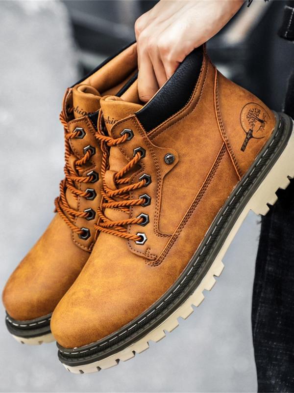 Men's Fashionable Lace Up Front Ankle Boots, Casual Comfortable Outdoor Boots for Daily Wear, Male All-match Trendy Shoes for Daily Wear