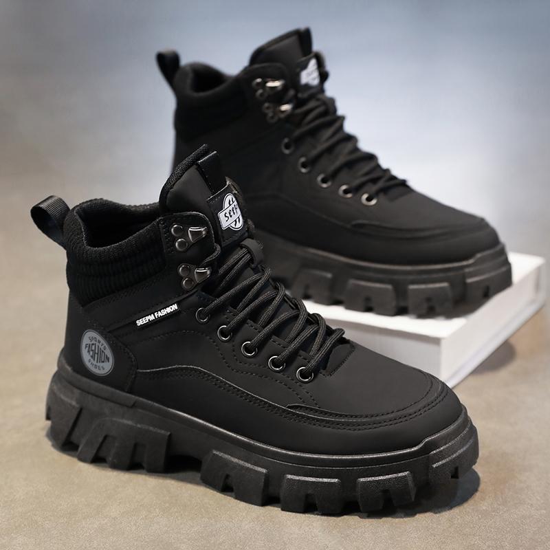 Men's shoes autumn new high-top platform boots anti-slip wear-resistant work shoes outdoor leisure shoes