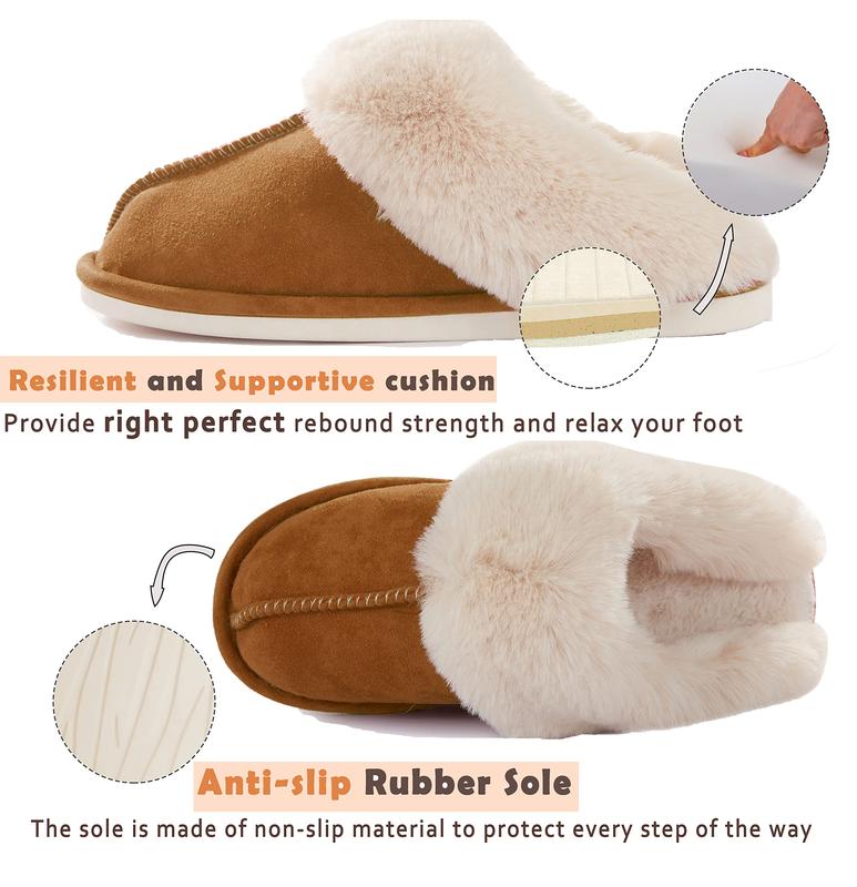 Women's Woolen Foam Fluffy Slippers, Memory Foam Fluffy Moccasin with Soft Plush Fleece Lining Slip-On for Indoor Outdoor Use