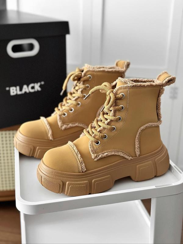 Men's Fashionable Lace Up Platform Ankle Boots, Casual Comfortable Boots for Daily Wear, Trendy All-match Vintage Platform Boots for Men