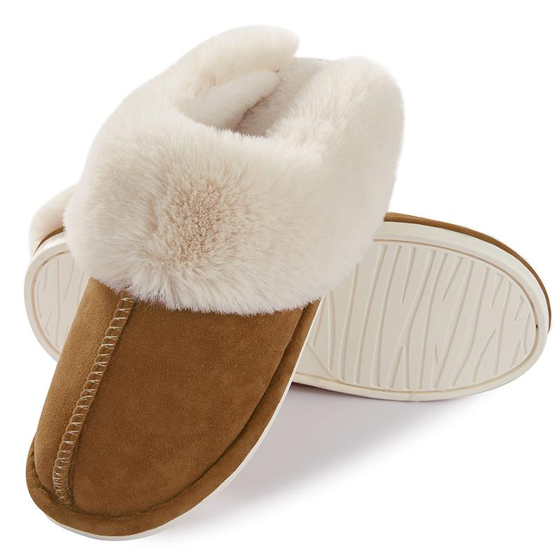 Women's Woolen Foam Fluffy Slippers, Memory Foam Fluffy Moccasin with Soft Plush Fleece Lining Slip-On for Indoor Outdoor Use