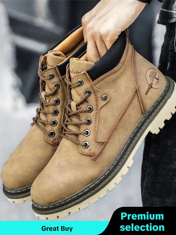 Men's Fashionable Lace Up Front Ankle Boots, Casual Comfortable Outdoor Boots for Daily Wear, Male All-match Trendy Shoes for Daily Wear