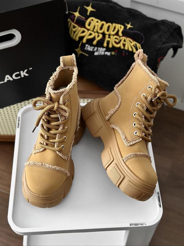 Men's Fashionable Lace Up Platform Ankle Boots, Casual Comfortable Boots for Daily Wear, Trendy All-match Vintage Platform Boots for Men