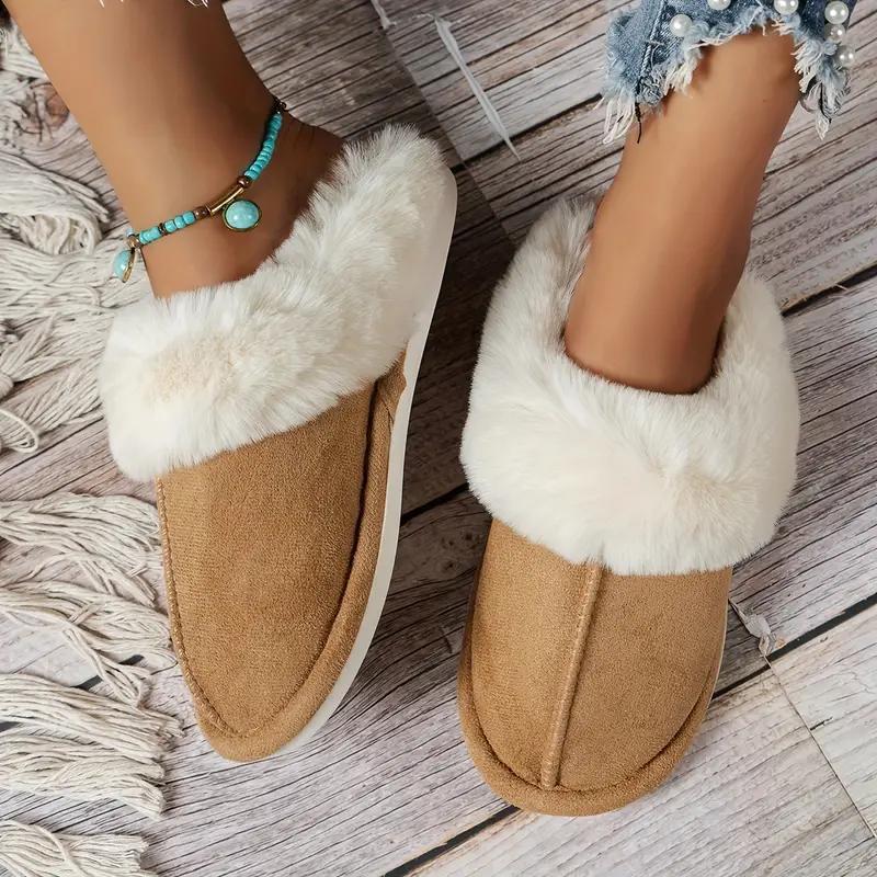 Women's Woolen Foam Fluffy Slippers, Memory Foam Fluffy Moccasin with Soft Plush Fleece Lining Slip-On for Indoor Outdoor Use