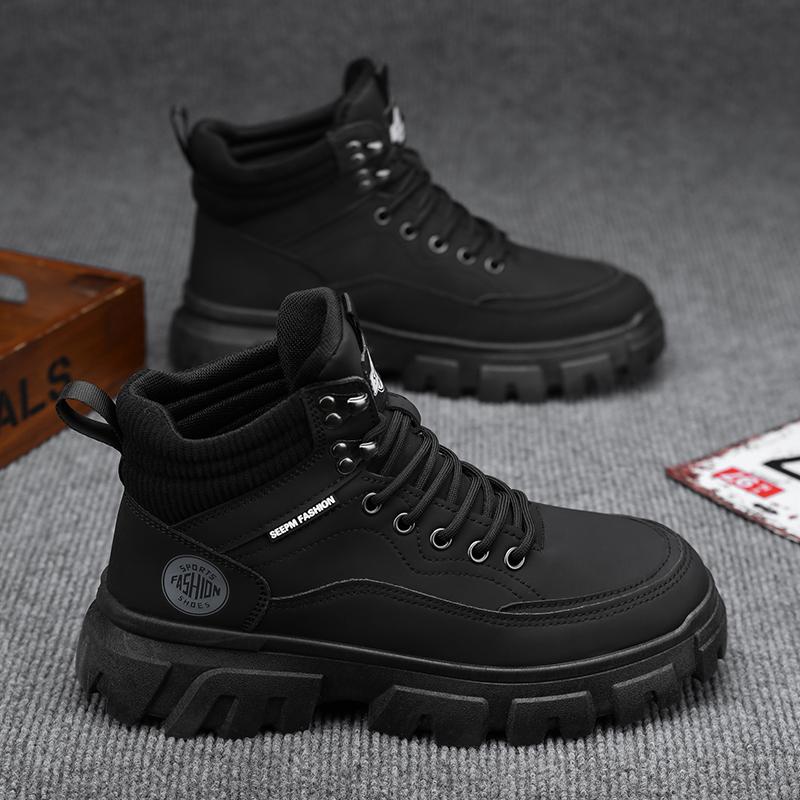 Men's shoes autumn new high-top platform boots anti-slip wear-resistant work shoes outdoor leisure shoes